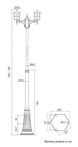 Izzó LANTERN E27 CORDOBA II OGMWN 2 TD 180-280cm fekete Su-Ma