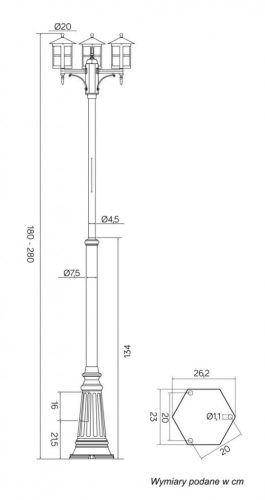 Fénylámpa LANTERN E27 CORDOBA II OGMWN 3 TD 180-280cm fekete Su-Ma
