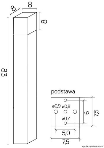 Kültéri álló kerti lámpa POST Cube CB-830 DG E27 83cm Su-Ma