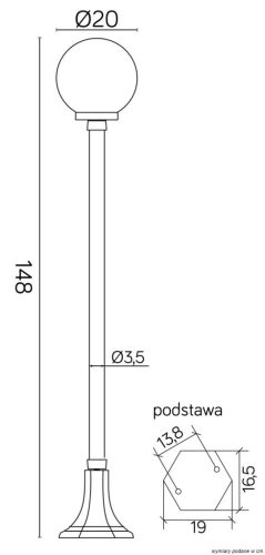 Kültéri álló kerti lámpa BALL CLASSIC K 5002/1/KP 200 E27 148cm Su-Ma