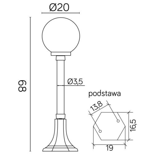 Kültéri álló kerti lámpa BALL CLASSIC K 5002/3/KP 200 E27 68cm Su-Ma
