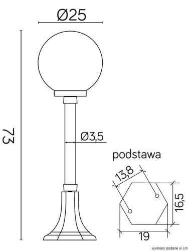 Kültéri kerti lámpaoszlop LANTERN E27 CLASSIC BALLS K 5002/3/KP 250 73cm fekete Su-Ma