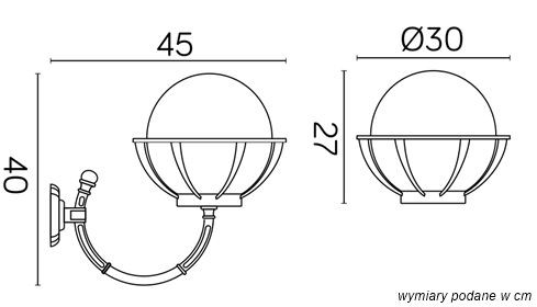 Kültéri kerti homlokzati lámpa LED FALI LÁMPA Golyók kosárral 250 K 3012/1/KPO 250 E27 Su-Ma