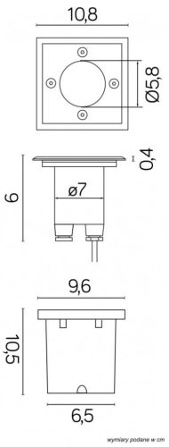 Földre szerelhető lampatest Leda ST 5024 B négyzet 1W 86lm 3000K IP67 Su-Ma