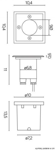 Pabla 4725 B négyzetes földbe épített lámpatest GU10 IP67 Su-Ma