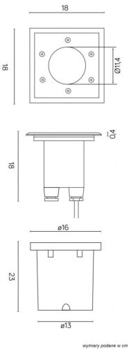 Földbe épített lámpaampatest Pablo M4030 Square E27 IP67 Su-Ma