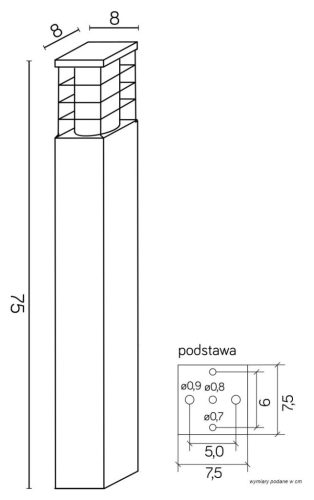 Kültéri álló kerti lámpa POST RADO II 1 AL E27 75cm Su-Ma