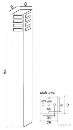 Kültéri álló kerti lámpa POST RADO III 1 DG E27 75cm Su-Ma