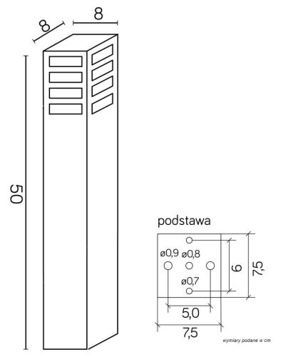 Kültéri álló kerti lámpa POST RADO III 2 BL E27 50cm Su-Ma