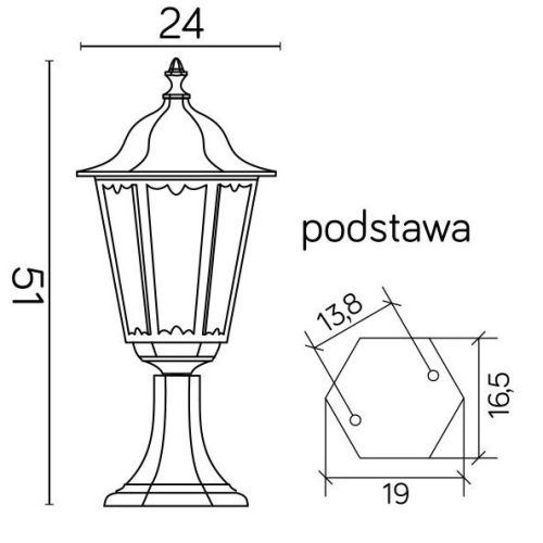 Kültéri álló kerti lámpa Retro Classic K 4011/1 E27 51cm Su-Ma
