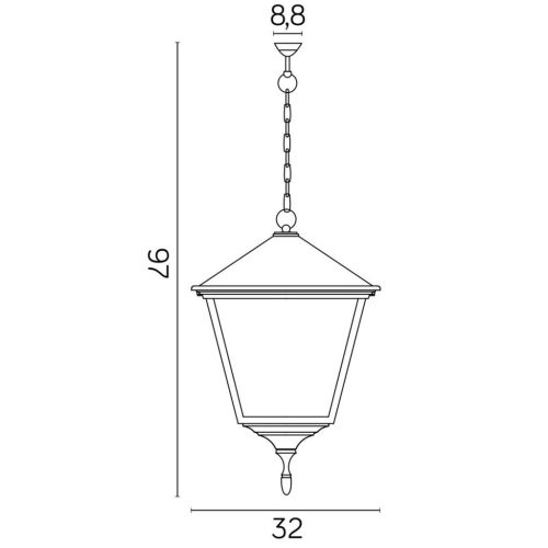 Kültéri függő kerti lampa Retro Square K 1018/1/BD KW E27 Su-Ma