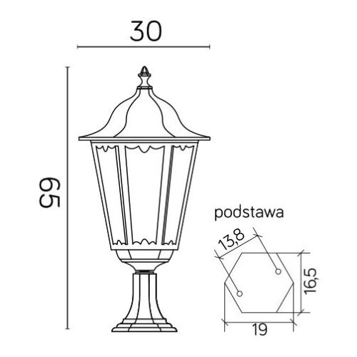 Kültéri álló kerti lámpa POST Retro Maxi K 4011/1 BD E27 65cm Su-Ma