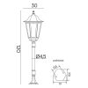 Kültéri kerti lámpaoszlop LANTERN E27 Retro Maxi K 5002/2 BD 45 120cm fekete Su-Ma