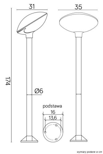 Kültéri álló kerti lampa POST TAO 1 E27 175cm Su-Ma