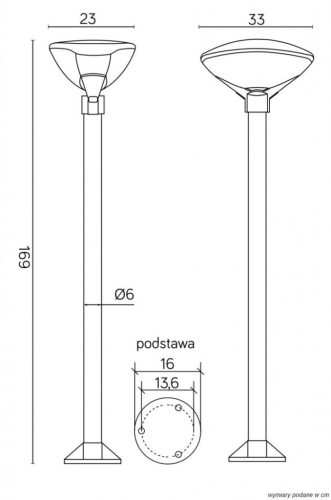 Kültéri állókerti lámpa POST TEO 1 E27 169cm Su-Ma