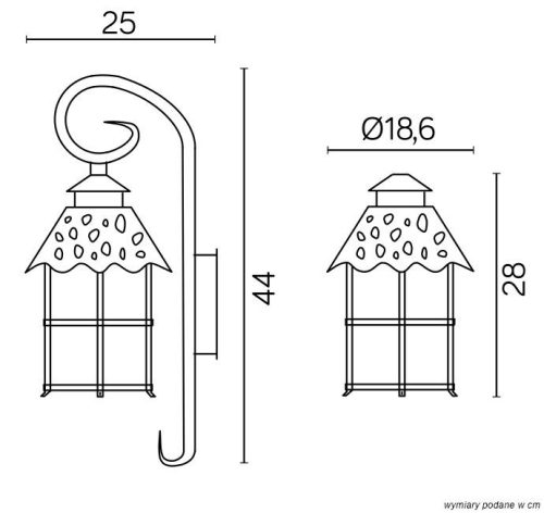 Kültéri kerti homlokzati lámpa LED FALI LÁMPA Toledo K 3012/1/R E27 Su-Ma