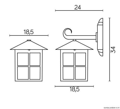 Kültéri kerti homlokzati lámpa LED FALI LÁMPA Wenecja K 3012/1/KW E27 Su-Ma