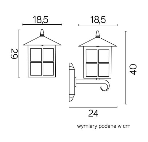 Kültéri kerti homlokzati lámpa LED FALI LÁMPA Wenecja K 3012/1/KW g E27 Su-Ma