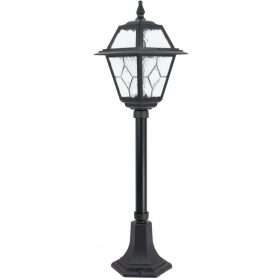   Kültéri kerti lámpaoszlop LANTERN E27 ólomüveg K 5002/3 N 80cm fekete Su-Ma
