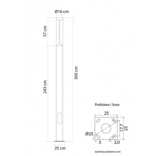 Kültéri lámpa LED lámpás kerti oszlop BAREL MAX 300cm 30W 4000K IP65 Su-Ma