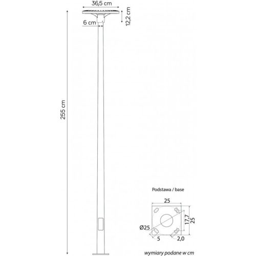 Kültéri lámpa LED lámpás kerti oszlop STER STR-2500 255cm 44W 4000K IP65 Su-Ma