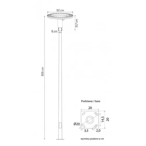 Kültéri lámpa LED lámpás kerti oszlop STER MAX 305cm 60W 4000K IP65 Su-Ma