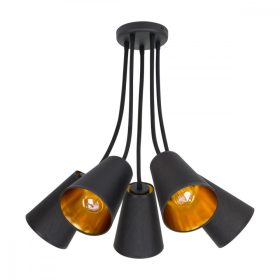   WIRE GOLD csillár rugalmas mennyezeti lámpa fekete és arany modern 5xE27 828 TK világítás