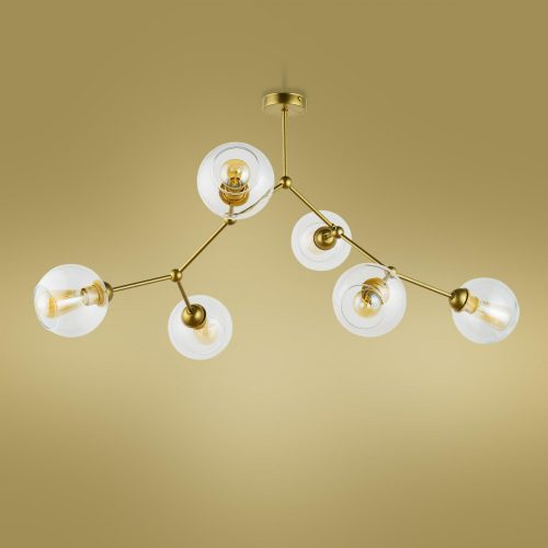 FAIRY mennyezeti lámpa arany üveg loft csillár 6xE27 1979 TK Lighting