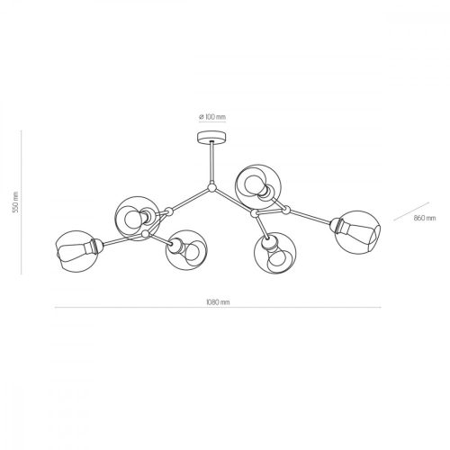 FAIRY mennyezeti lámpa arany üveg loft csillár 6xE27 1979 TK Lighting