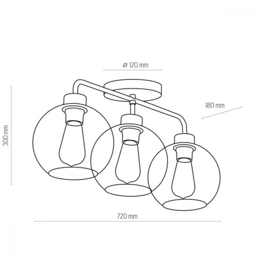 BARI GRAPHITE Mennyezeti lámpa Üveg Fekete-Grafit 3xE27 4020 TK Világítás