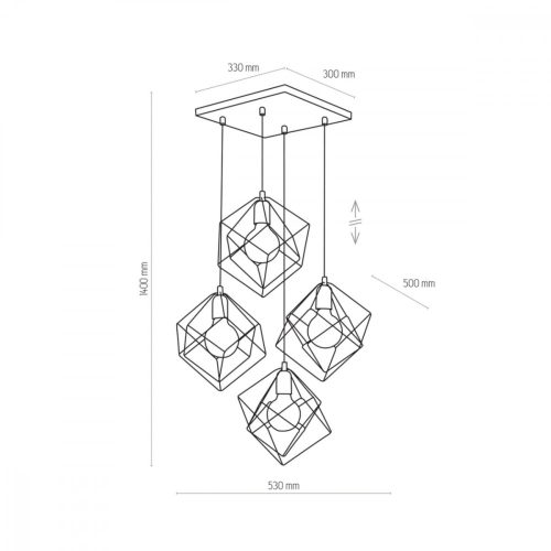 ALAMBRE függő mennyezeti lámpa csillár fekete és arany geometriai 4xE27 2778 TK világítás