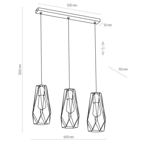 LUGO GOLD függő mennyezeti lámpa csillár fekete és arany loft 3xE27 2698 TK világítás