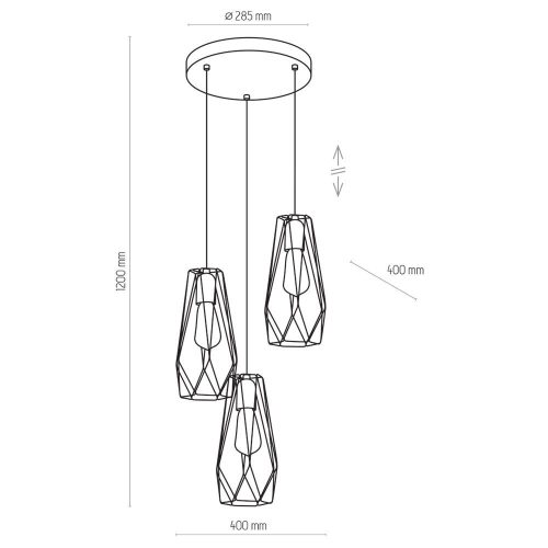 LUGO GOLD függő mennyezeti lámpa csillár fekete és arany loft 3xE27 2697 TK világítás