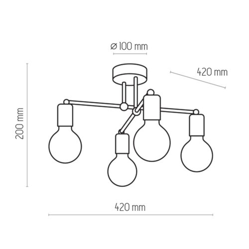 RETRO mennyezeti lámpa csillár fekete patina retro stílusú 4xE27 1904 TK világítás