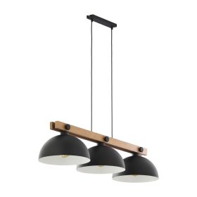   OSLO függesztett mennyezeti lámpa csillár fekete fa ipari 3xE27 1759 TK világítás