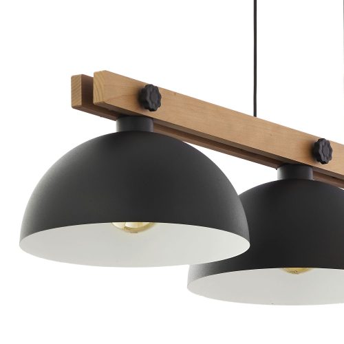 OSLO függesztett mennyezeti lámpa csillár fekete fa ipari 3xE27 1759 TK világítás