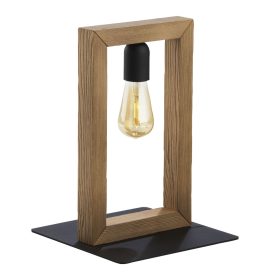   METRO Éjszakai Asztali Lámpa Fekete Fa Rusztikus E27 5460 TK Világítás