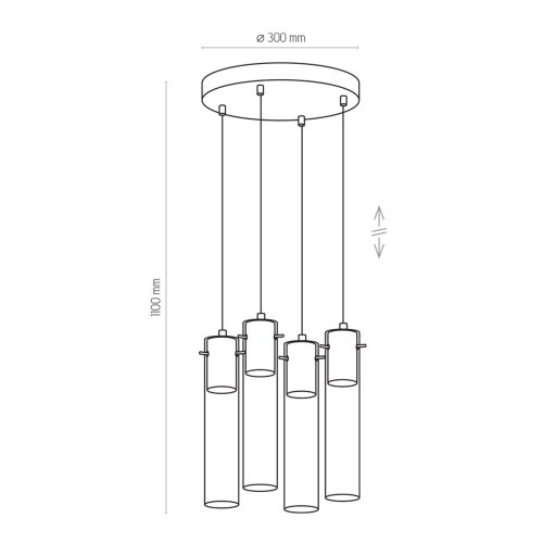 LOOK GRAPHITE függesztett mennyezeti lámpa csillár fekete és grafit minimalista 4xGU10 3259 TK világítás