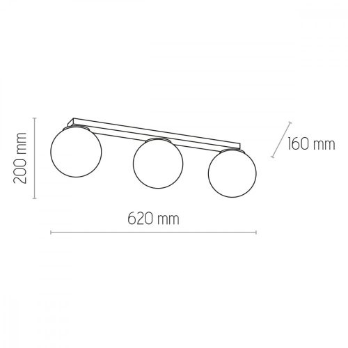 Felületre szerelhető mennyezeti lámpa MAXI üvegernyős szalag fekete-fehér klasszikus 3xE27 3479 TK világítás