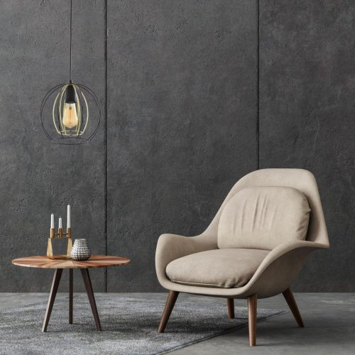 JAULA függesztőhuzalos mennyezeti lámpa fekete és arany ipari E27 6251 TK világítás