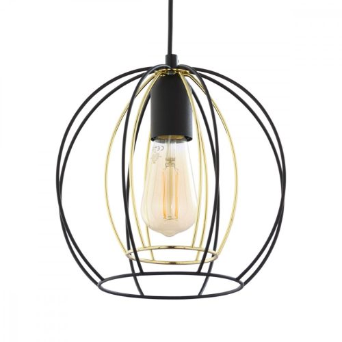 JAULA függesztőhuzalos mennyezeti lámpa fekete és arany ipari E27 6251 TK világítás