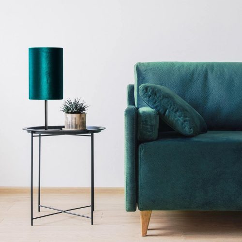 TERCINO GREEN éjjeli asztali lámpa velúr lámpaernyő fekete és zöld elegáns E27 5276 TK világítás
