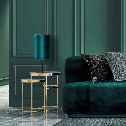 TERCINO GREEN éjjeli asztali lámpa velúr lámpaernyő fekete és zöld elegáns E27 5276 TK világítás