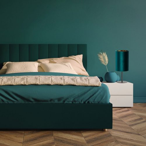 TERCINO GREEN éjjeli asztali lámpa velúr lámpaernyő fekete és zöld elegáns E27 5276 TK világítás