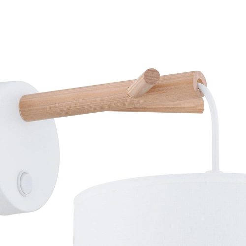 ALBERO WHITE oldalfali lámpa lámpaernyő fehér és fából készült skandináv E27 6552 TK világítás