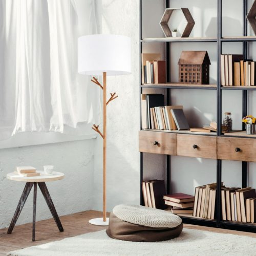 ALBERO WHITE állólámpa lámpaernyő fehér és fából készült skandináv E27 5572 TK világítás