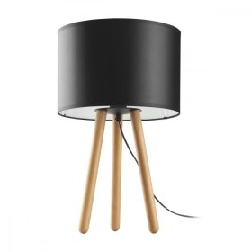   TOKYO éjszakai asztali lámpa lámpaernyő fekete és fa skandináv fenyő E27 5297 TK világítás