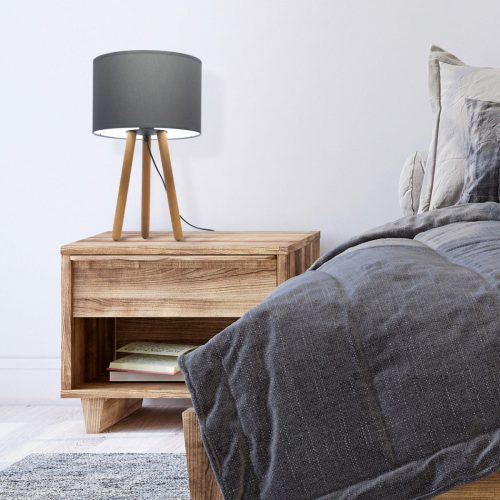 TOKYO éjjeli asztali lámpa lámpaernyő grafit és fa bükk skandináv E27 5292 TK világítás