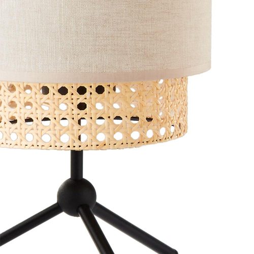 BOHO NATURE éjszakai asztali lámpa rattan fekete és bézs Boho stílusú E27 5577 TK világítás