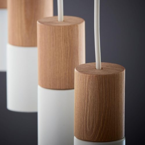 ELIT WHITE/FA függesztett mennyezeti lámpa fehér fa modern csík 4xGU10 6307 TK világítás